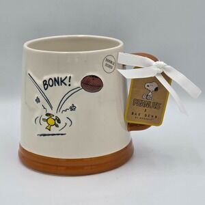 Rae Dunn x Peanuts Snoopy Woodstock Football Bonk! Ceramic Mug NEW Design Shape